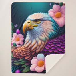 Bald Eagle met Flowers Sherpa Deken