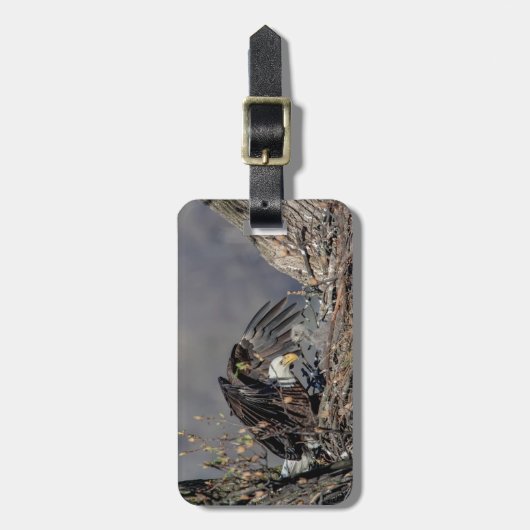 Bald Eagle met haar baby Bagagelabel (Voorkant verticaal)