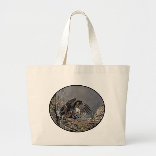 Bald Eagle met haar baby Grote Tote Bag (Voorkant)