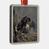 Bald Eagle met haar baby Metalen Ornament (Rechts)