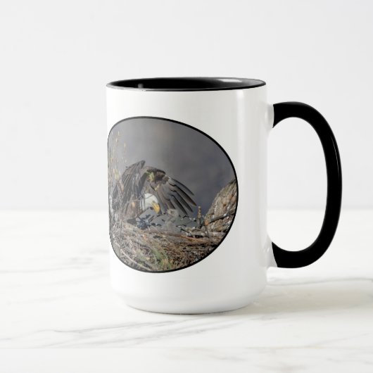 Bald Eagle met haar baby Mok (Rechts)