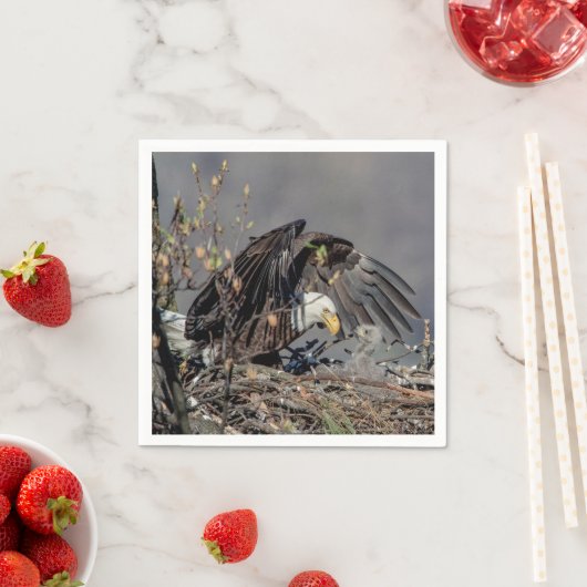 Bald Eagle met haar baby Servetten (Insitu)