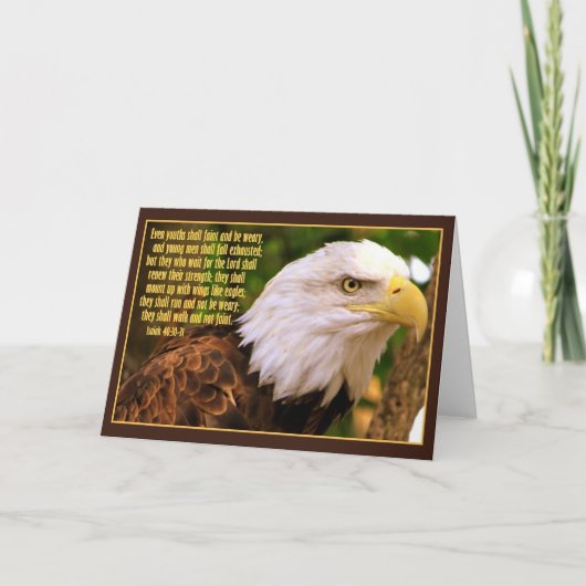 Bald Eagle met Isaiah 40:30-31 Kaart (Voorkant)
