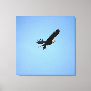 Bald Eagle met visvangst Canvas Afdruk