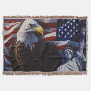 Bald Eagle met Vrijheidsbeeld en Amerikaanse vlag Deken
