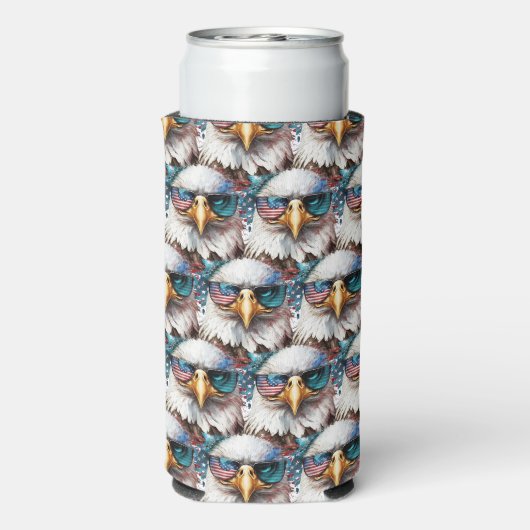 Bald Eagle modern & uniek Amerikaans nationaal sym Seltzer Blikjeskoeler (Seltzer Achterkant)