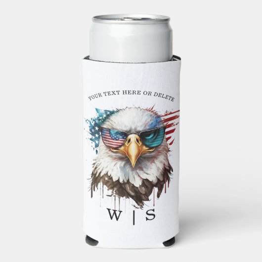 Bald Eagle modern & uniek Amerikaans nationaal sym Seltzer Blikjeskoeler (Seltzer Voorkant)