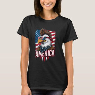 Bald Eagle Mohawk kapsel 4 juli Amerikaanse Patr T-shirt