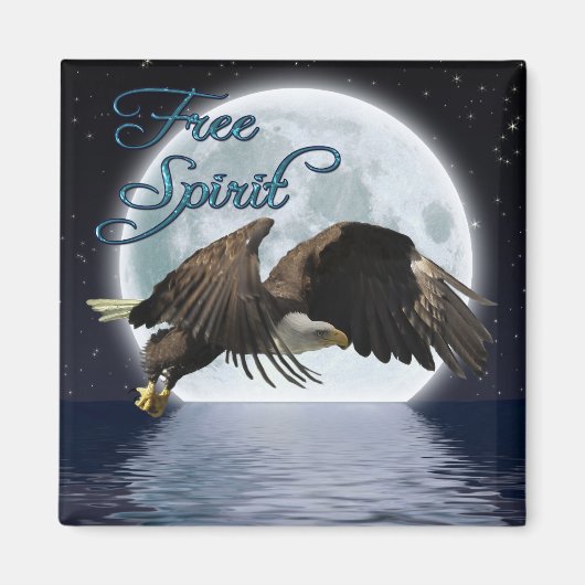 Bald Eagle & Moon Free Spirit Motivatie magneet (Voorkant)