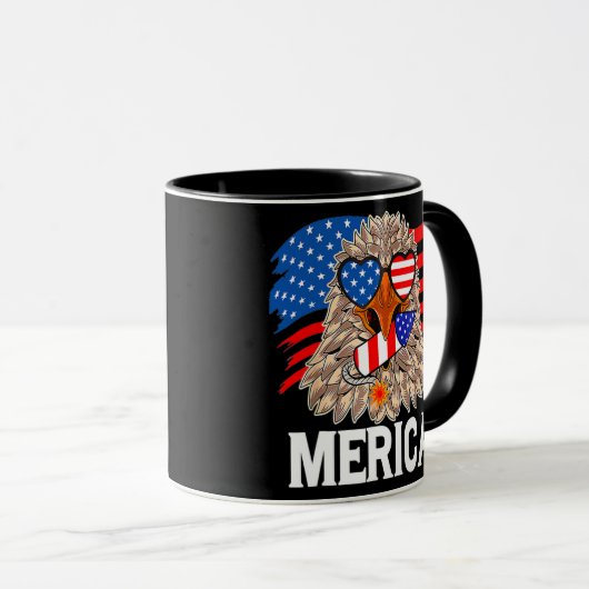 Bald Eagle Mullet 4th Of July American Flag Mok (Voorkant rechts)