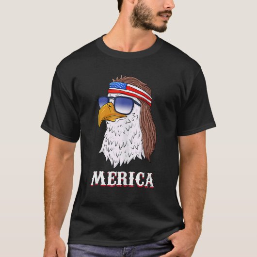 Bald Eagle Mullet Merica, 4 juli patriottisch T-shirt (Voorkant)