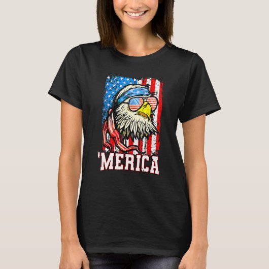 Bald Eagle Mullet Merica American Flag  4th Of Jul T-shirt (Voorkant)