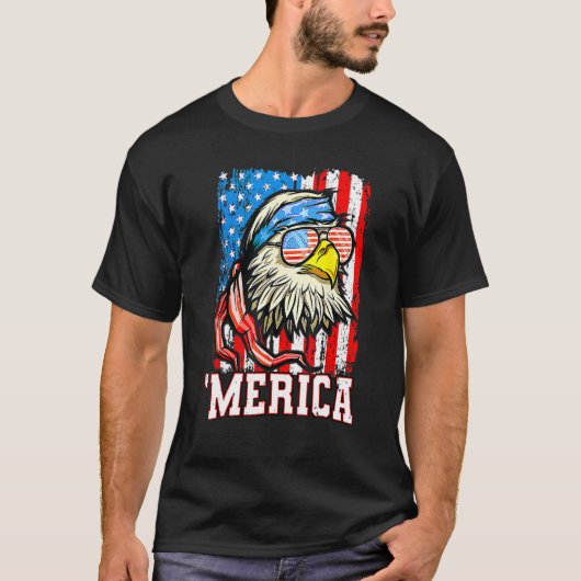 Bald Eagle Mullet Merica American Flag  4th Of Jul T-shirt (Voorkant)