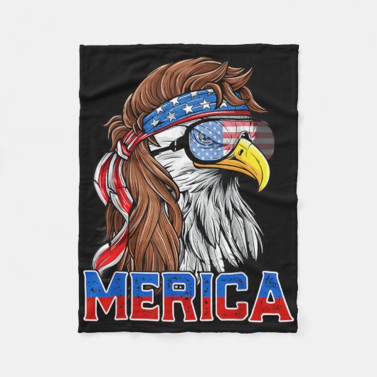 Bald Eagle Mullet Merica American Flag Patriotic 4 Fleece Deken (Voorkant)