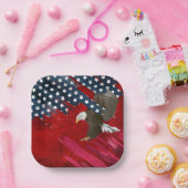 Bald Eagle on American Flag Abstract Papieren Bordje (Feest)