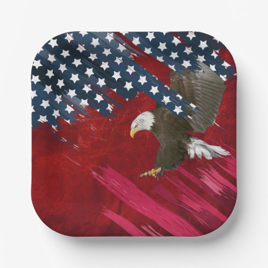 Bald Eagle on American Flag Abstract Papieren Bordje (Voorkant)