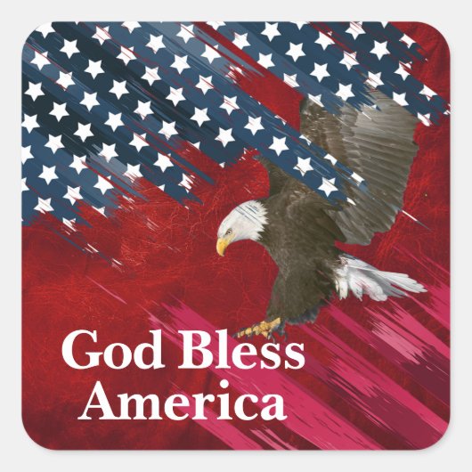 Bald Eagle on American Flag Abstract Vierkante Sticker (Voorkant)