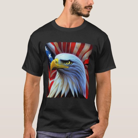 Bald Eagle On American Flag USA 4th of July Party  T-shirt (Voorkant)