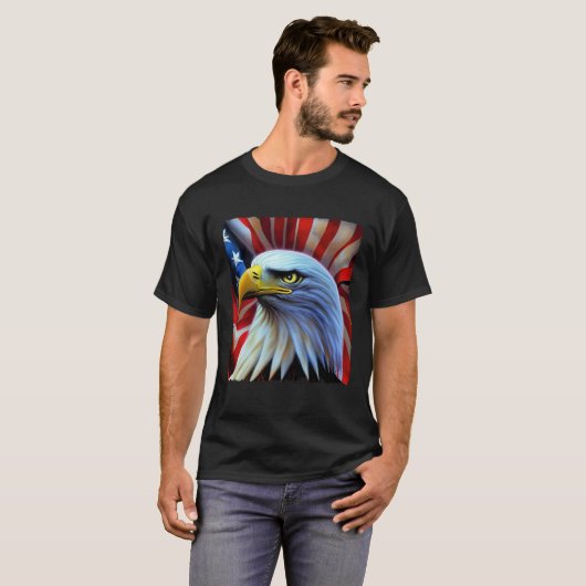 Bald Eagle On American Flag USA 4th of July Party T-shirt (Voorkant volledig)