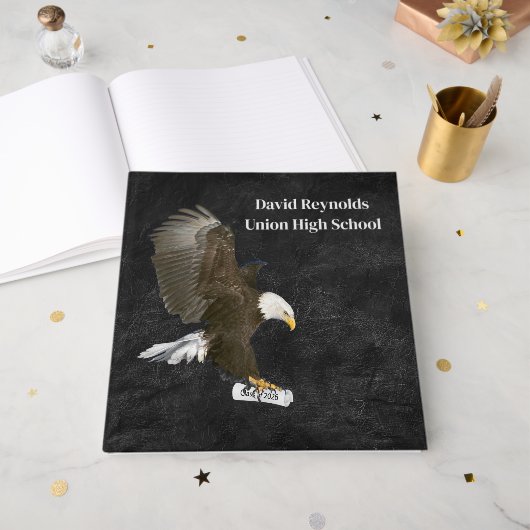 Bald Eagle On Black Leather with 2026 Diploma Gastenboek (Voorkant open)