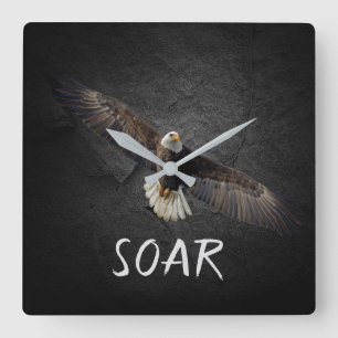 Bald Eagle on Black Rock Vierkante Klok