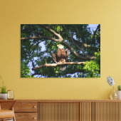 Bald Eagle on Branch Portrait Canvas Afdruk (Insitu (Woonkamer))