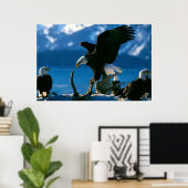 Bald Eagle on log poster (Thuiskantoor)