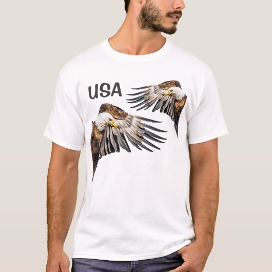 Bald Eagle on the Wing/USA T-shirt (Voorkant)