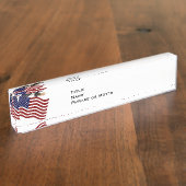 Bald Eagle op Amerikaanse vlag rood wit blauw Naambordje (Zijkant)