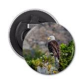 Bald Eagle op de rots Button Flesopener (Voorkant)