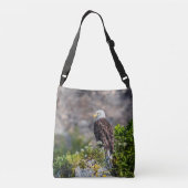 Bald Eagle op de rots Crossbody Tas (Achterkant)
