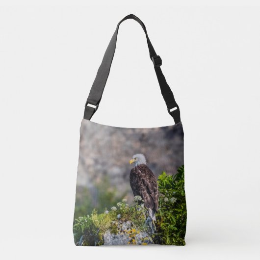 Bald Eagle op de rots Crossbody Tas (Voorkant)