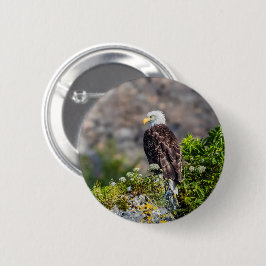 Bald Eagle op de rots Ronde Button 5,7 Cm