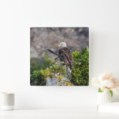 Bald Eagle op de rots Vierkante Klok (Huis)