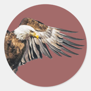 Bald Eagle op de Wing Ronde Sticker