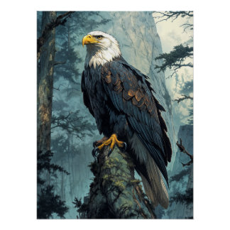 Bald Eagle op horloge Perfect Poster