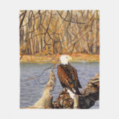 Bald Eagle op Illinois River Bank Fleece Deken (Voorkant)