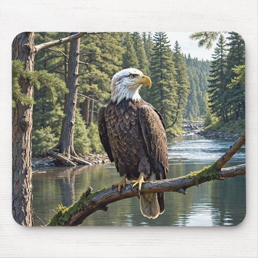 Bald Eagle op River Tree Branch Muismat (Voorkant)