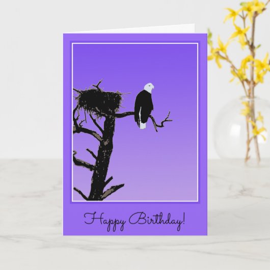 Bald Eagle op Sunset - Originele Wilde Kunst Kaart (Gele Bloem)