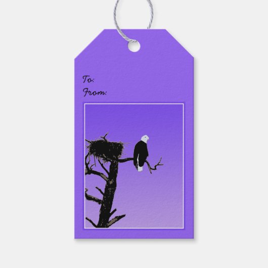 Bald Eagle op zonsondergang - Originele Wilde Kuns Cadeaulabel (Voorkant)