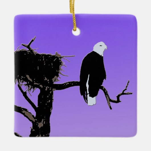 Bald Eagle op zonsondergang - Originele Wilde Kuns Keramisch Ornament (Voorkant)