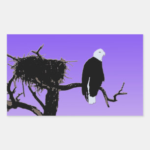 Bald Eagle op zonsondergang - Originele Wilde Kuns Rechthoekige Sticker