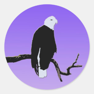 Bald Eagle op zonsondergang - Originele Wilde Kuns Ronde Sticker