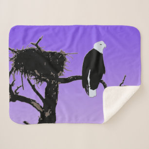 Bald Eagle op zonsondergang - Originele Wilde Kuns Sherpa Deken