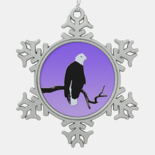 Bald Eagle op zonsondergang - Originele Wilde Kuns Tin Sneeuwvlok Ornament