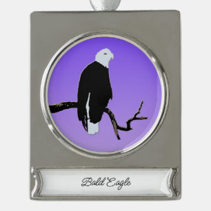 Bald Eagle op zonsondergang - Originele Wilde Kuns Verzilverd Banner Ornament
