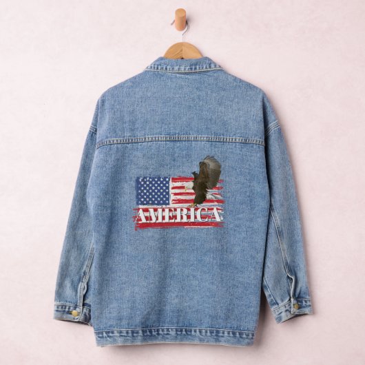 Bald Eagle over Amerikaanse vlag Denim Jacket (Hangar)