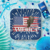 Bald Eagle over Amerikaanse vlag Papieren Bordje (Feest)