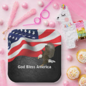 Bald Eagle over Amerikaanse vlag Papieren Bordje (Feest)