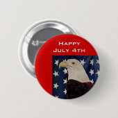 Bald Eagle over de Amerikaanse vlag op 4 juli Ronde Button 5,7 Cm (Voorkant /achterkant)